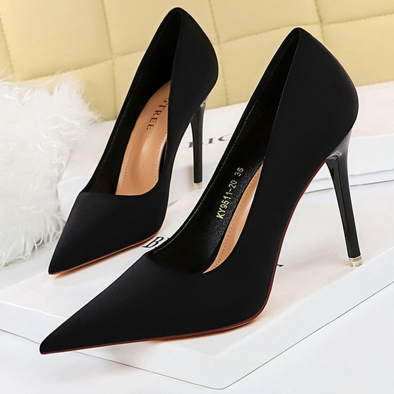 Sianks - Satin Pointed Toe Stilettos