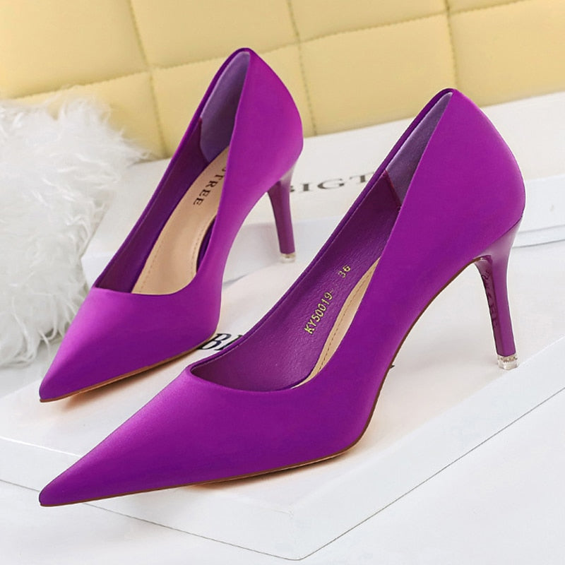 Sianks - Satin Pointed Toe Pumps